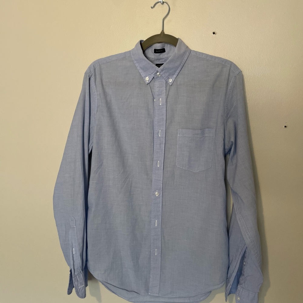 J. Crew Light Blue Casual Button-Down Shirt, M slim fit